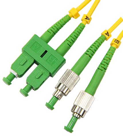 FC/APC - SC/APC Duplex 9/125µm single mode patch cord, APC polish